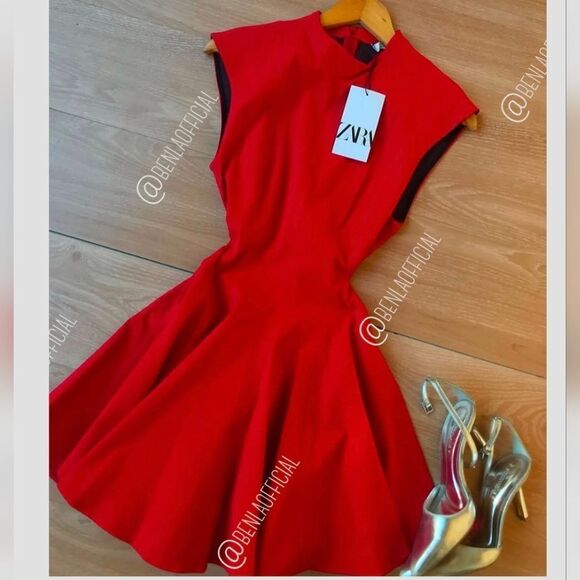 NWT ZARA MINI GODET DRESS ZW COLLECTION - Picture 1 of 15